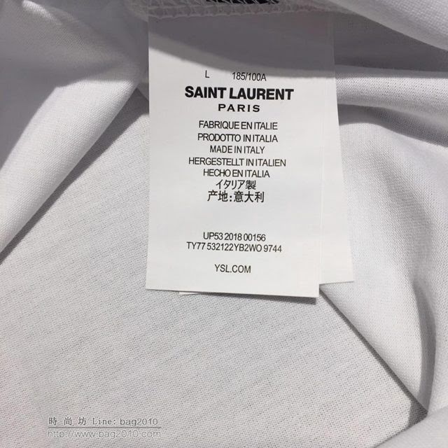 Saint Laurent短袖 19春夏新款 聖羅蘭黑色白色T恤  tzy1703